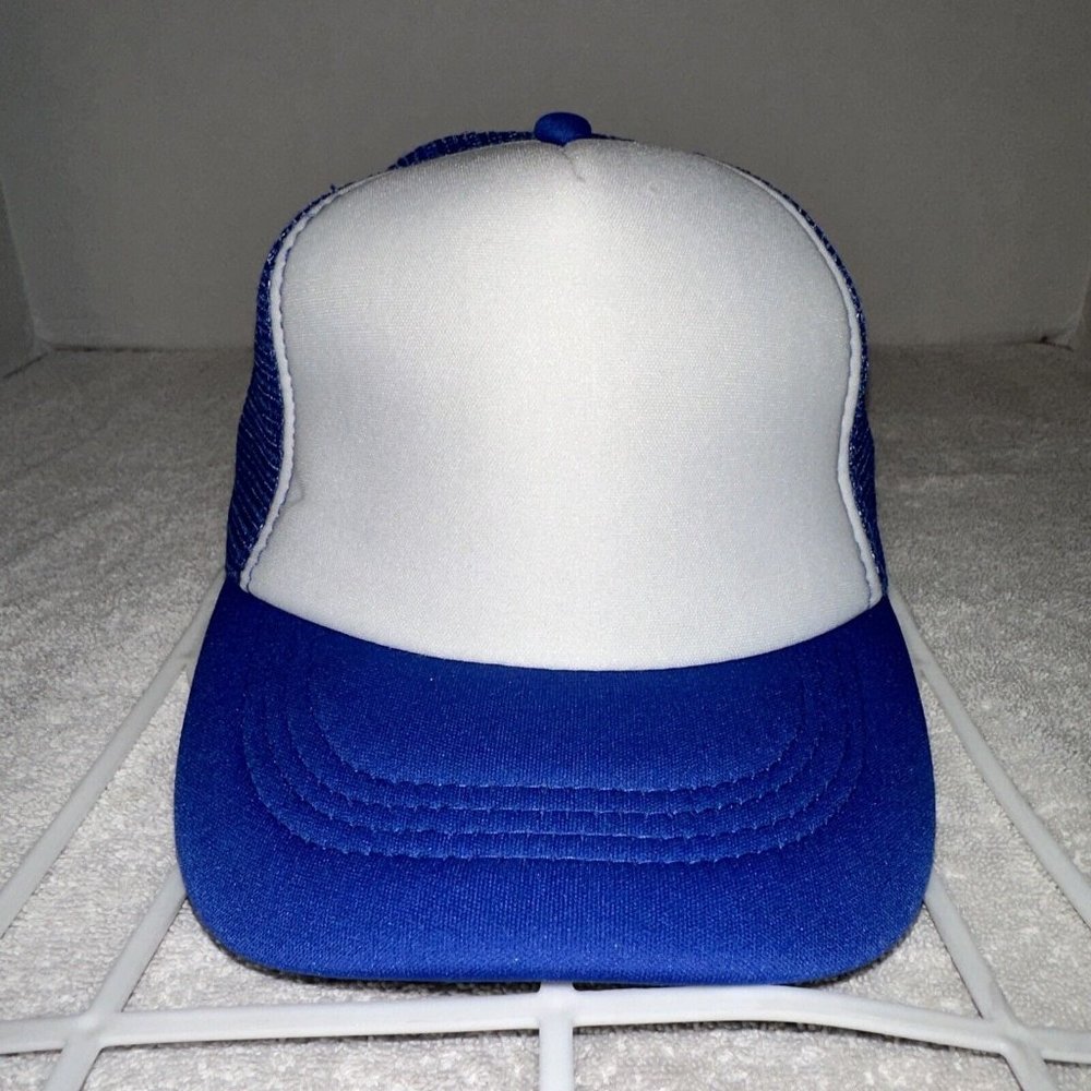 Trucker Hat Mesh Polyester Blue & White Children, Kids, or Little People Plain